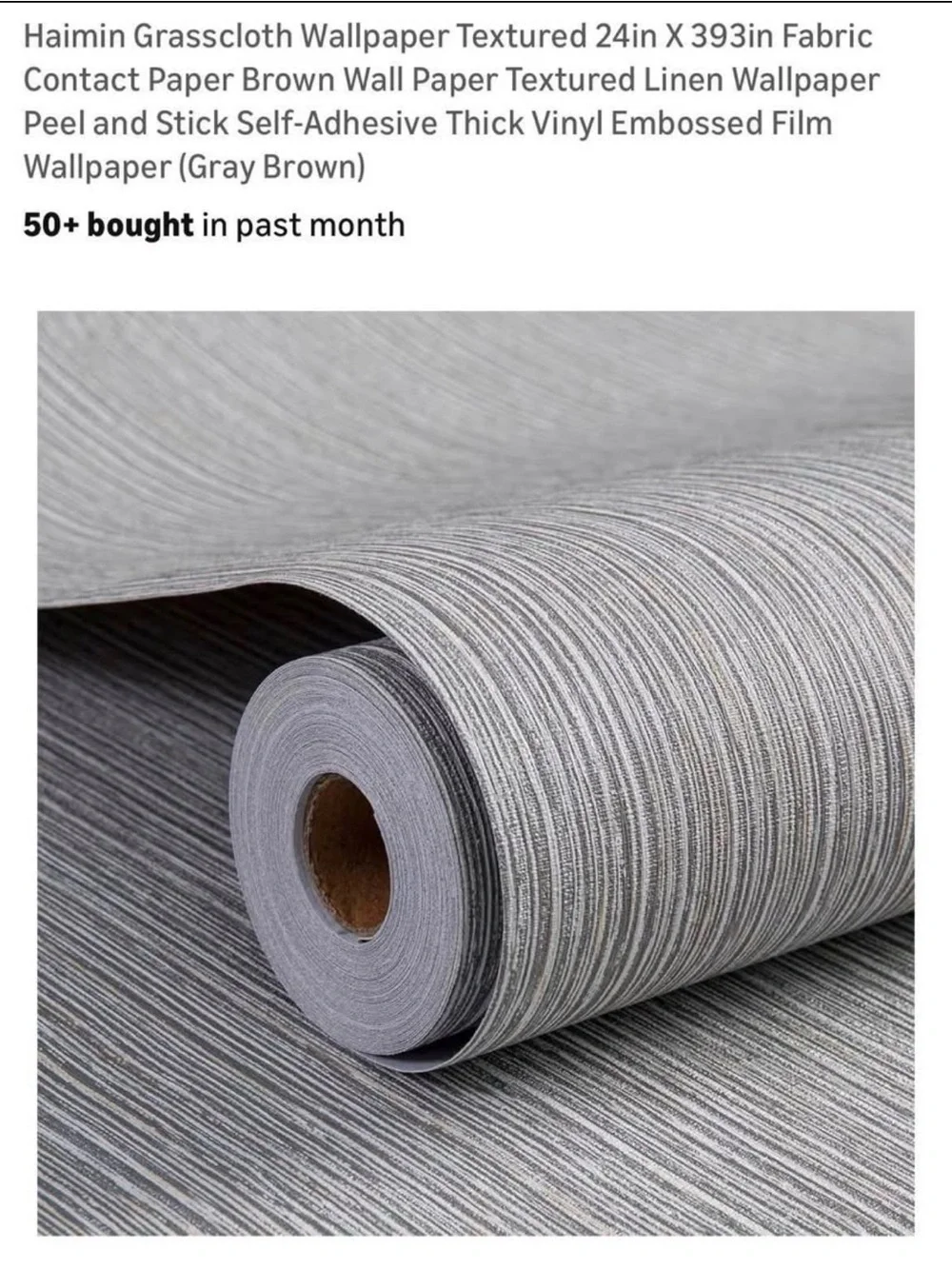 Gray Brown Grasscloth Textured Peel-and-Stick Wallpaper